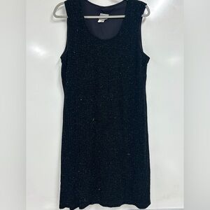 0245 Black Lurex Sparkle Sleeveless Sheath Dress | Minimal Chic Party Evening